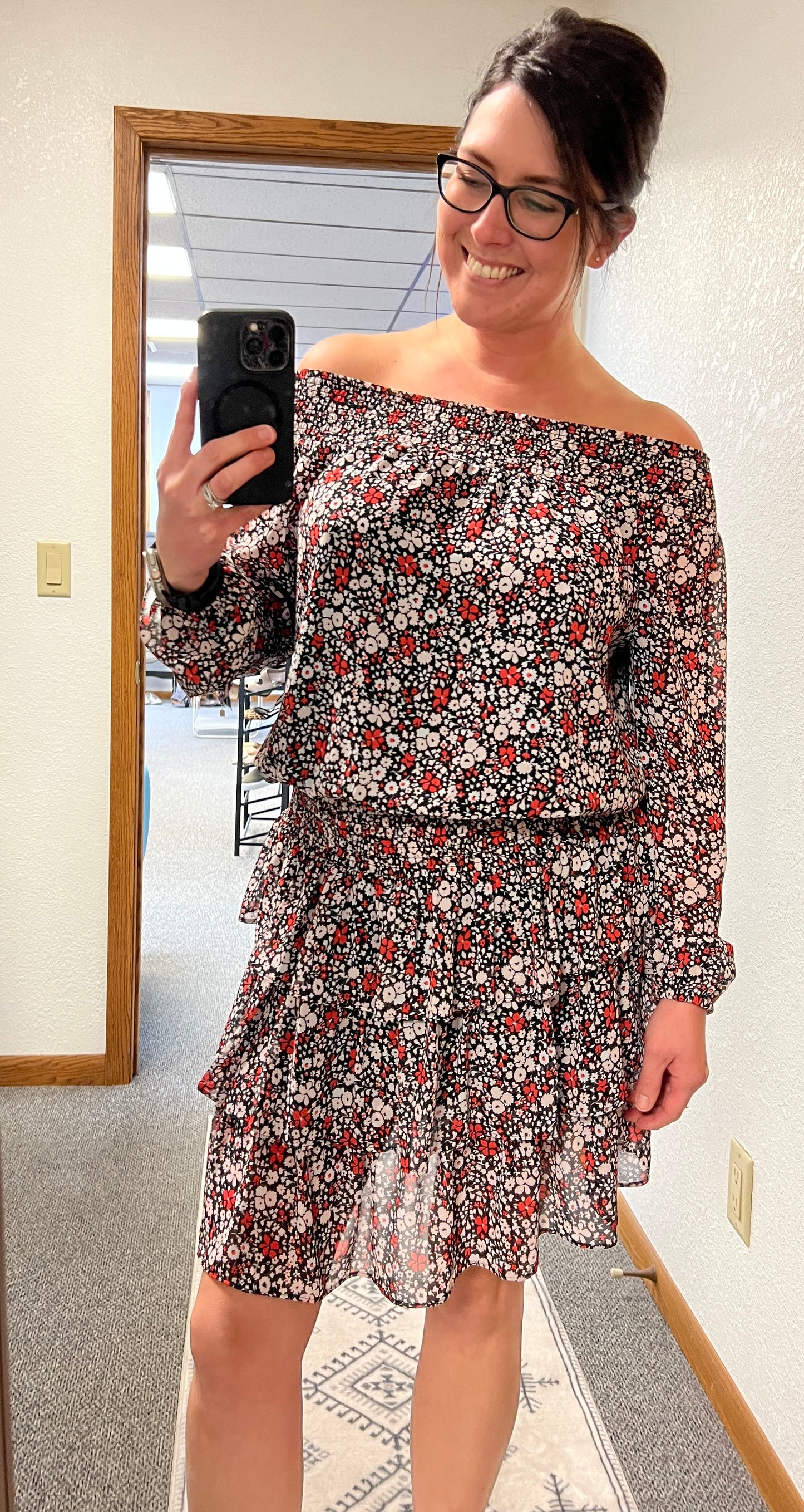 Strapless Floral Dress