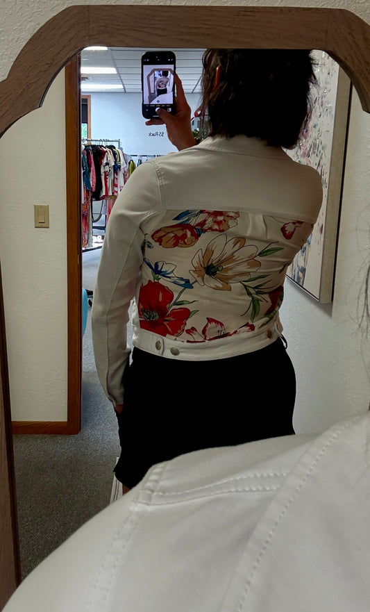 Floral Back Jean Jacket