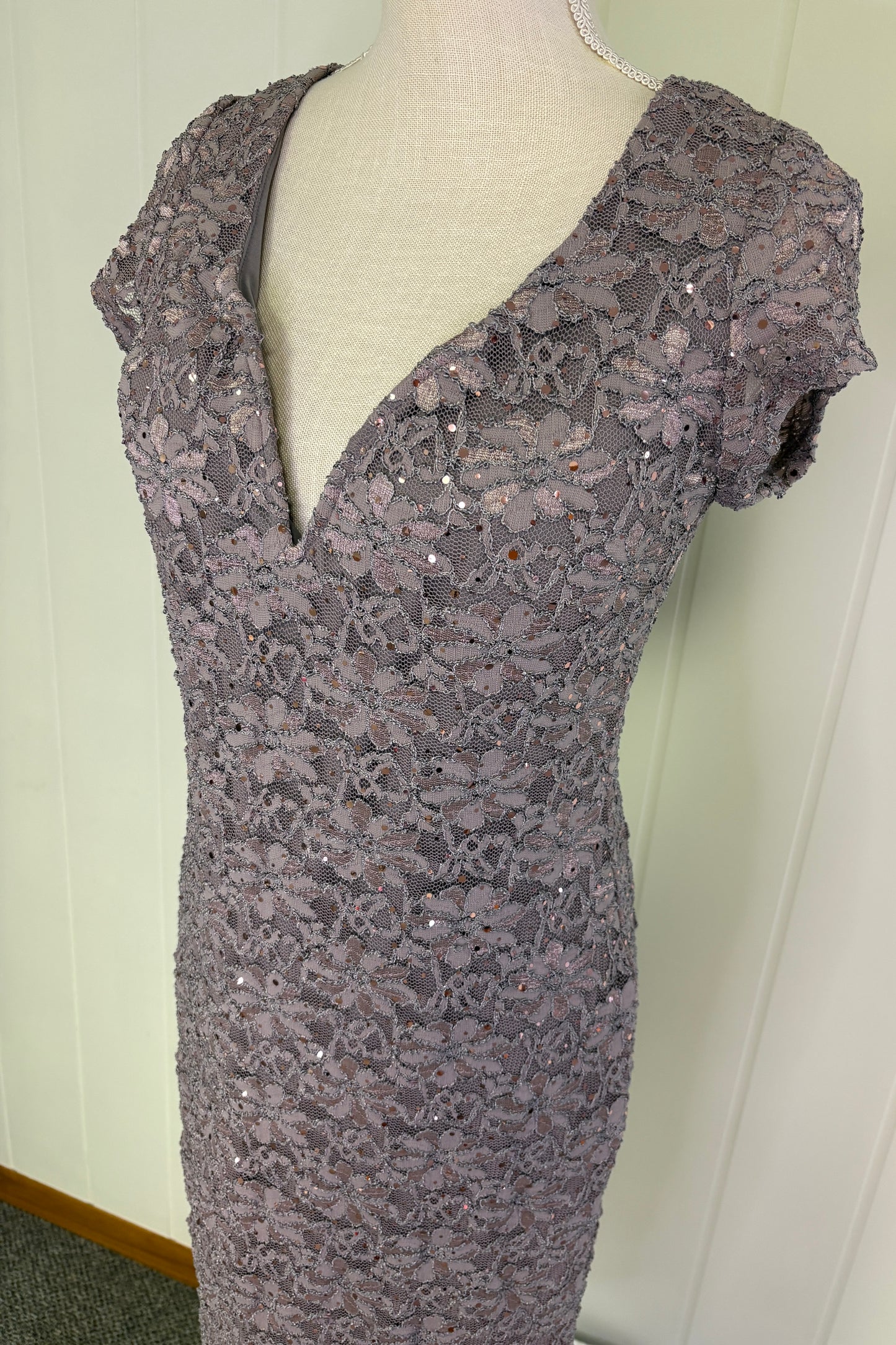 Formal Lace Sequin Flower Dress