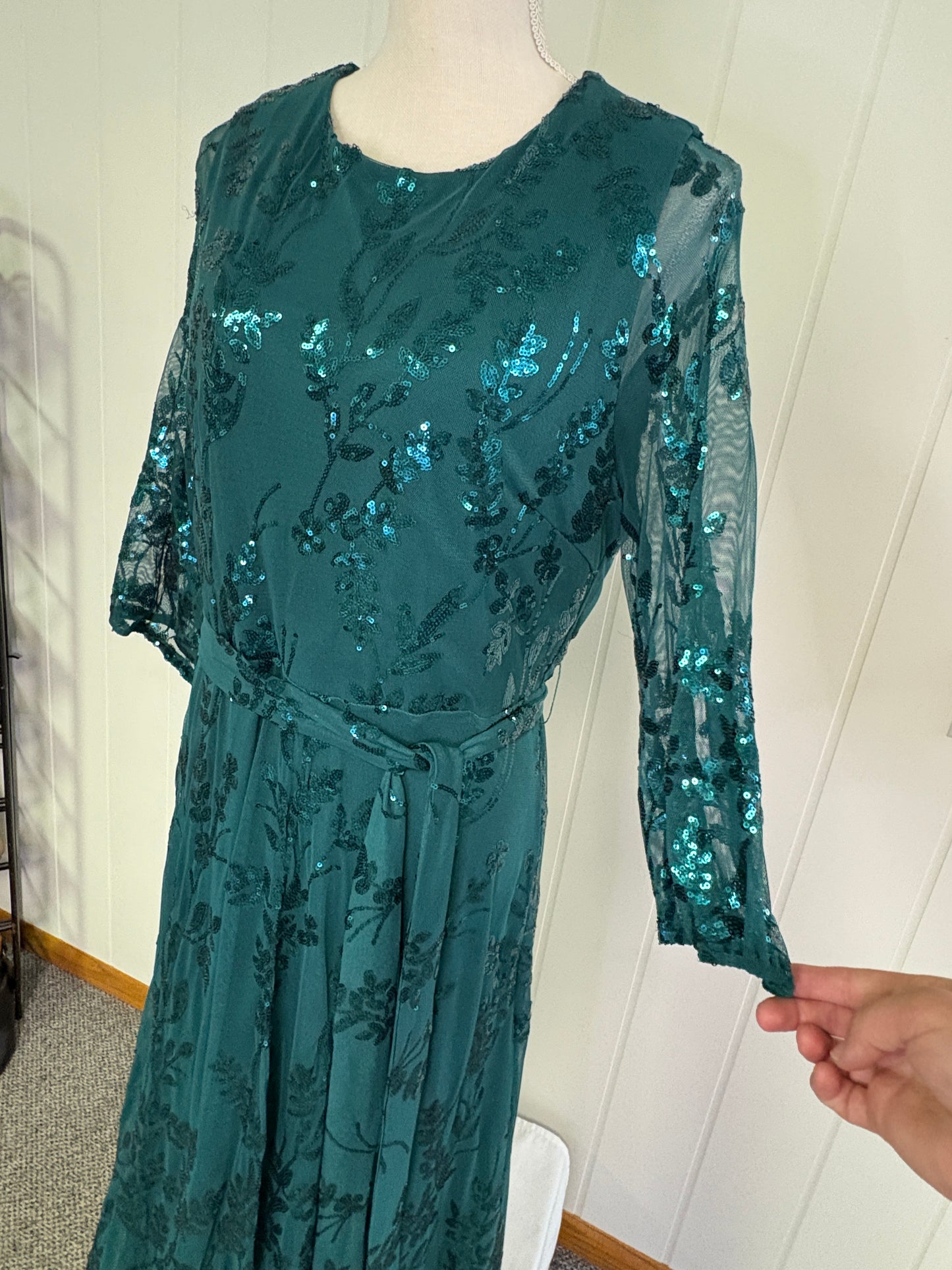 Formal Sequin Dress with Belt