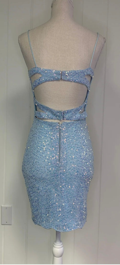 Formal Spaghetti Strap Sequin Dress