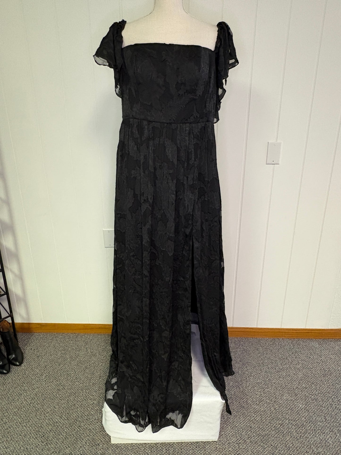 Formal Dress Long Slit Ruffle Sleeves