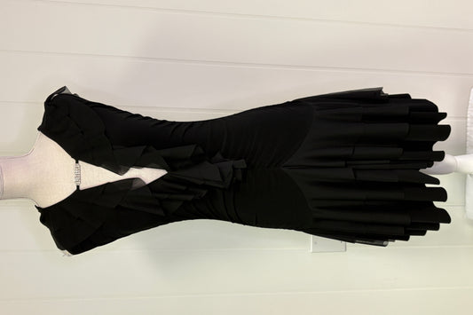 Formal Diamond Center Ruffle Halter Dress