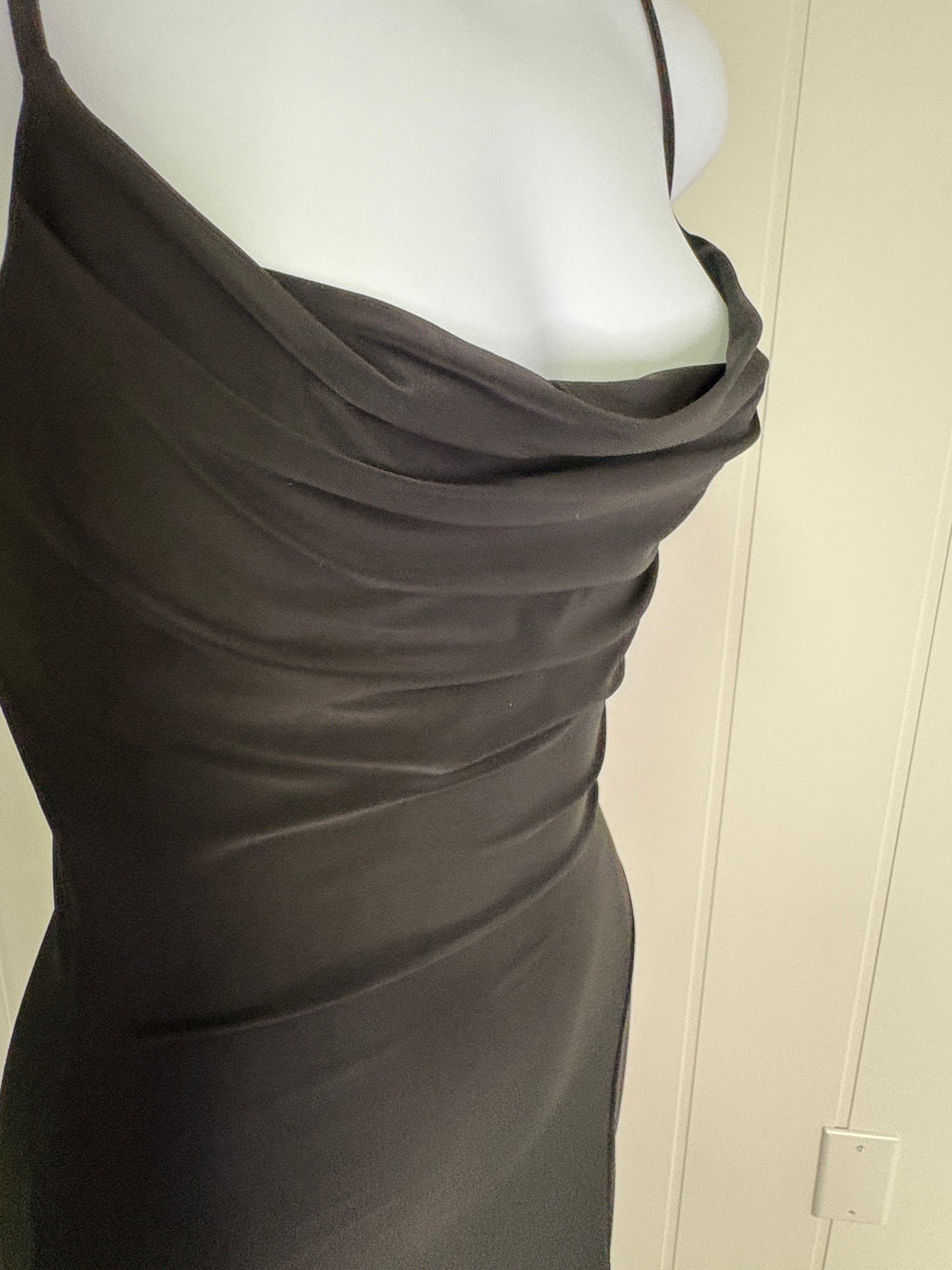 Formal Silk Dress Criss-Cross Back