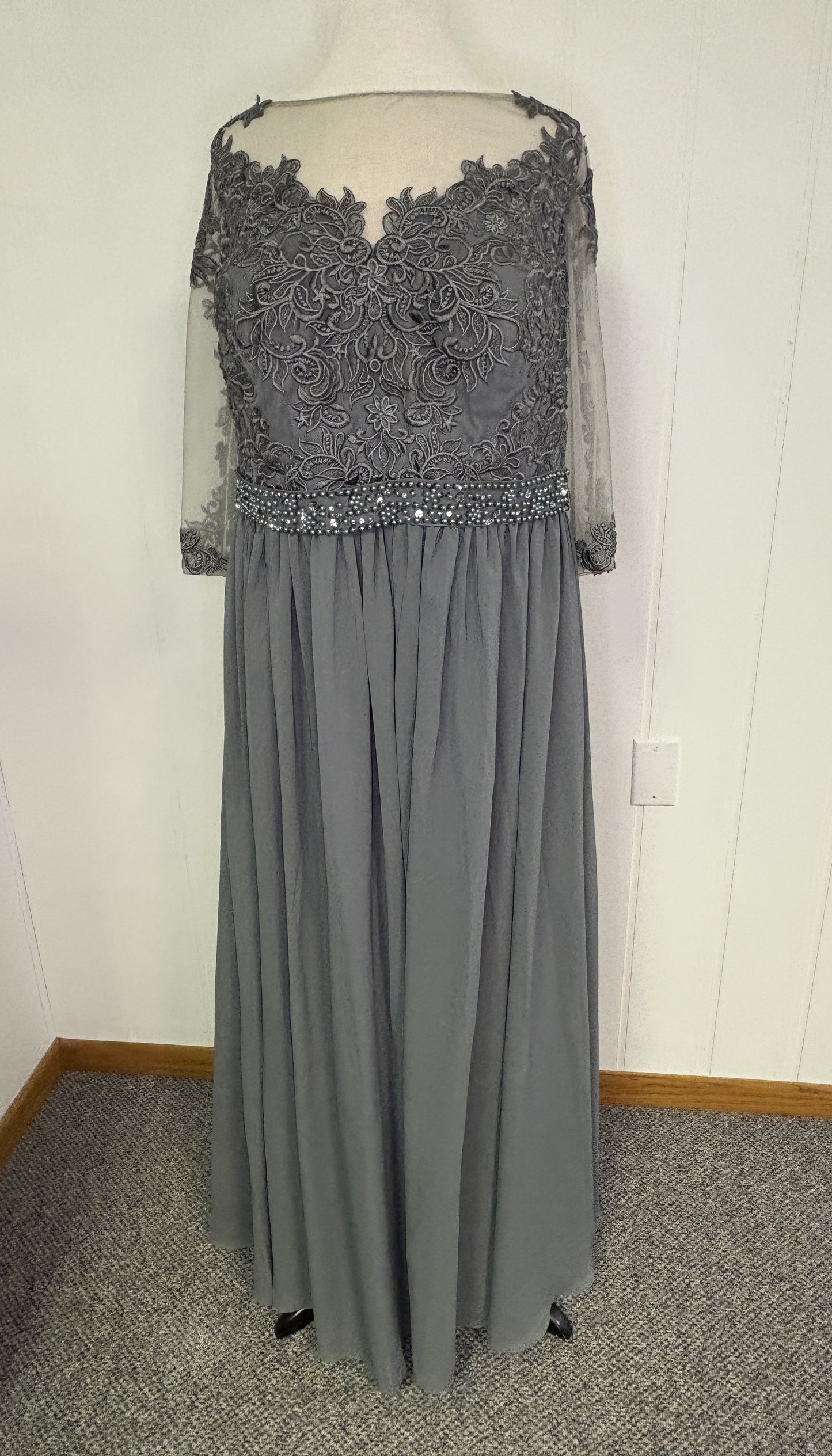 Mother of Bride Dress Mesh top w/Beaded Waist