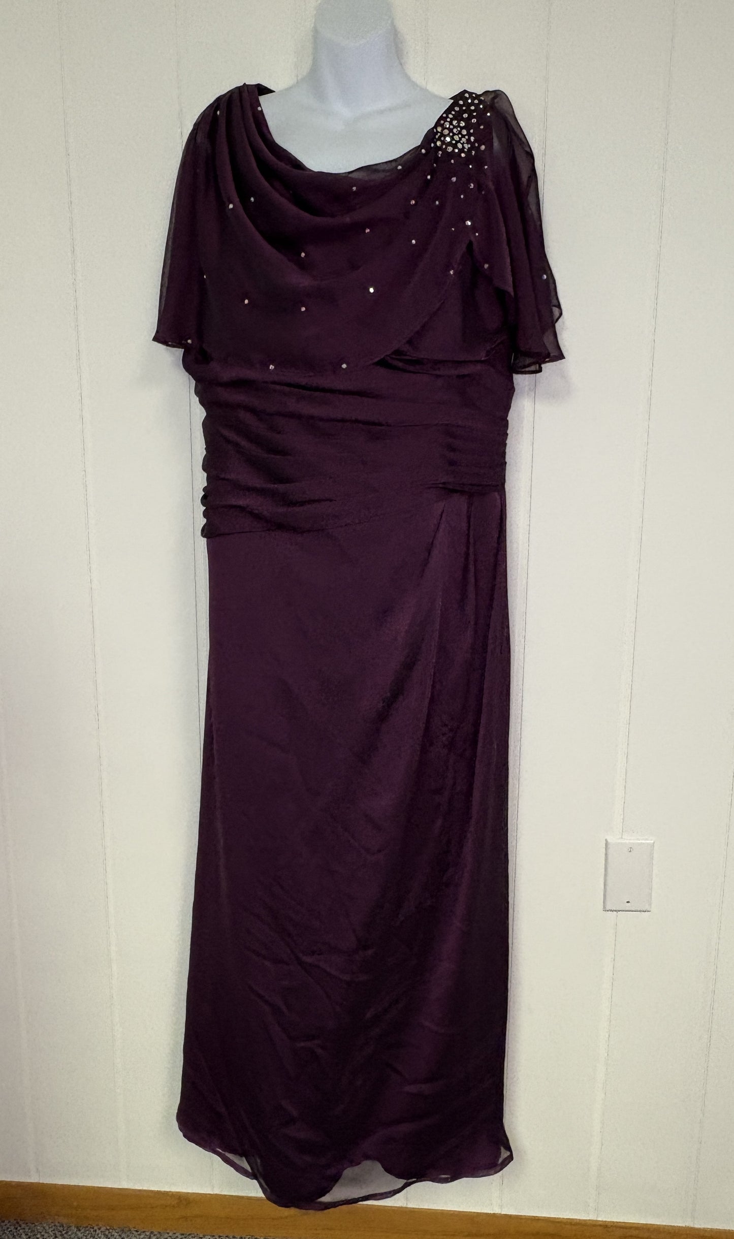 Formal Dress Sheer Overlay w/Rouching in Front