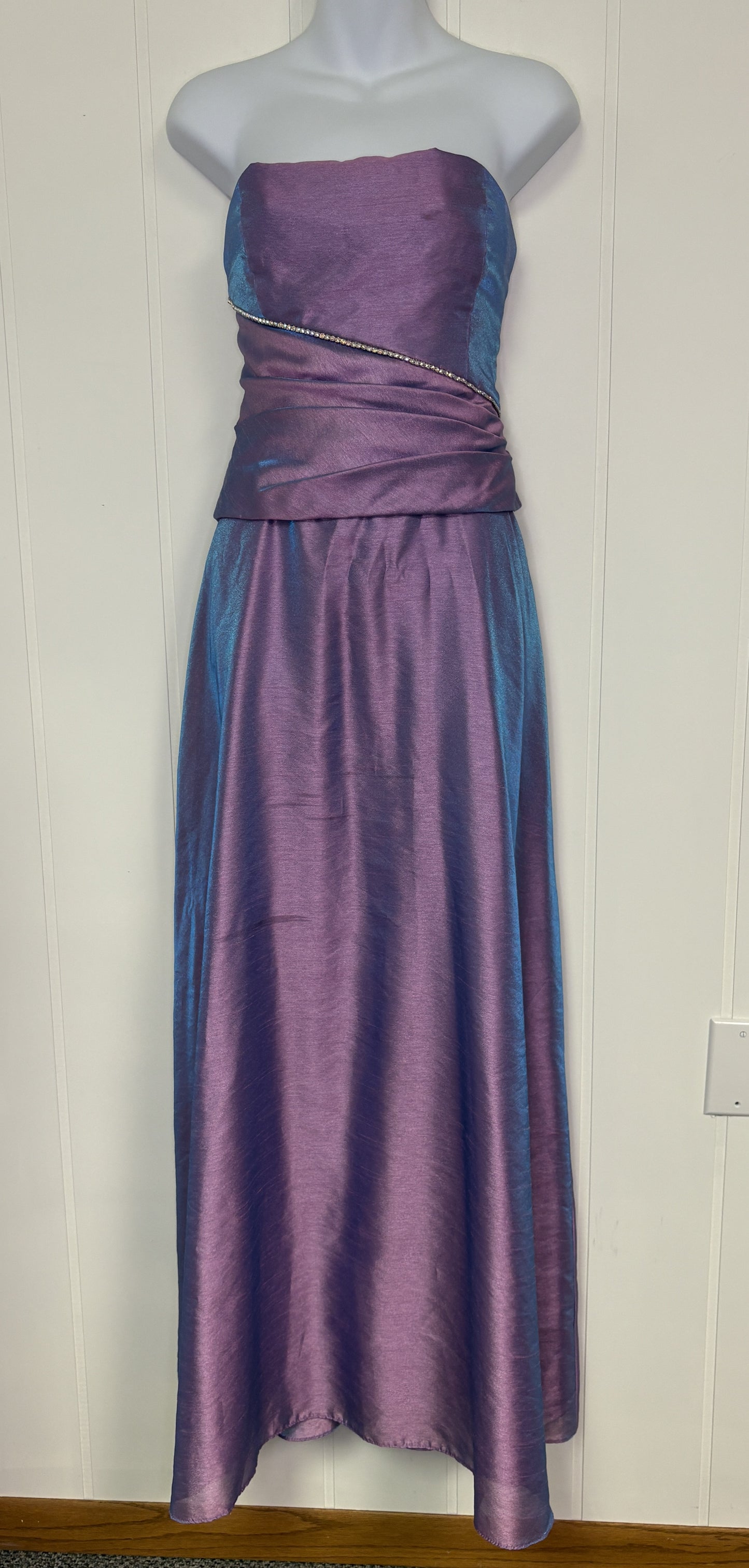 Formal Strapless Floor Length Dress w/One Jeweled Stripe