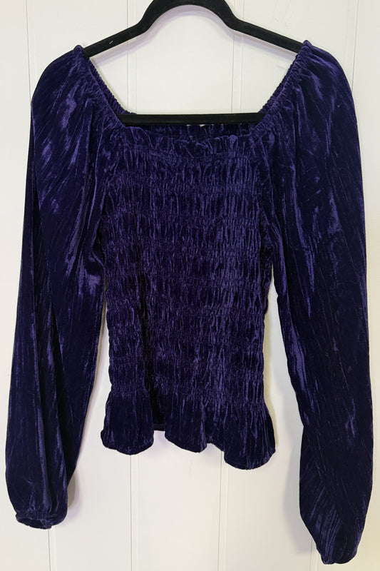 Velvet Smocked Crop-top