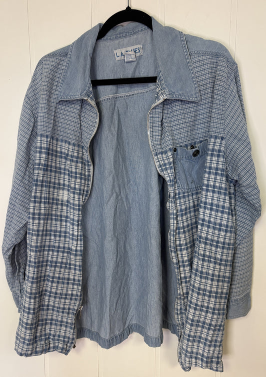 Lightweight Plaid Denim Jacket