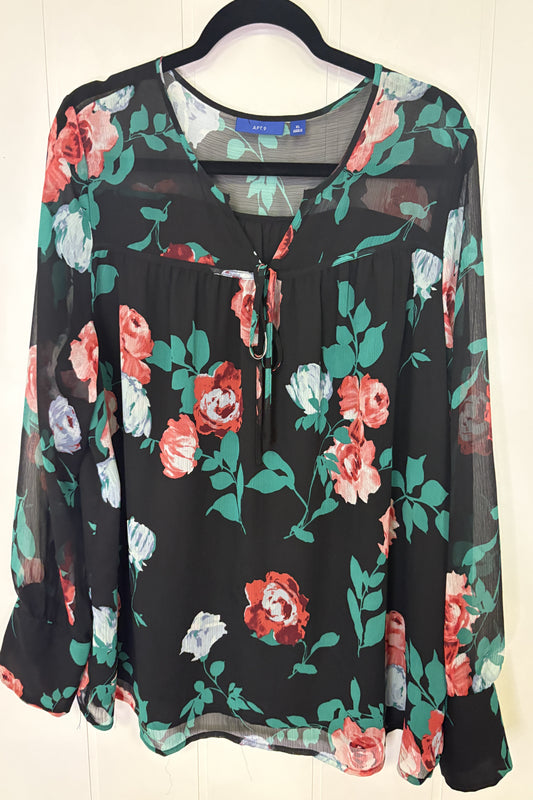 Floral Blouse w/Front Tie