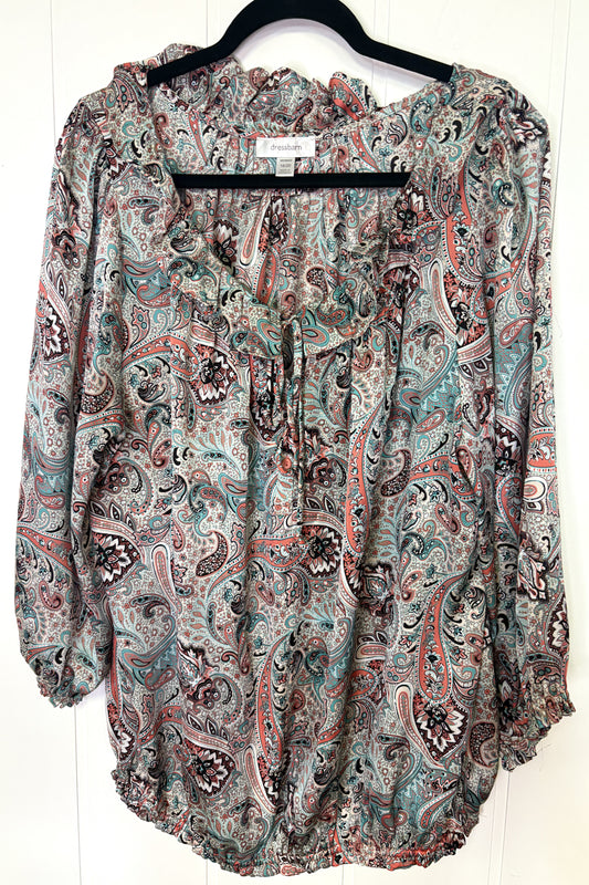 Paisley Top w/Ruffle Collar