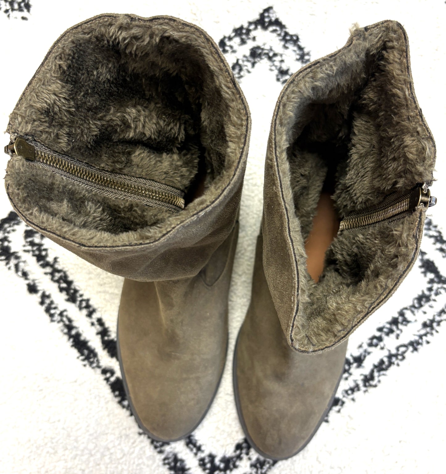 Fur Lined Suede Zip Boots