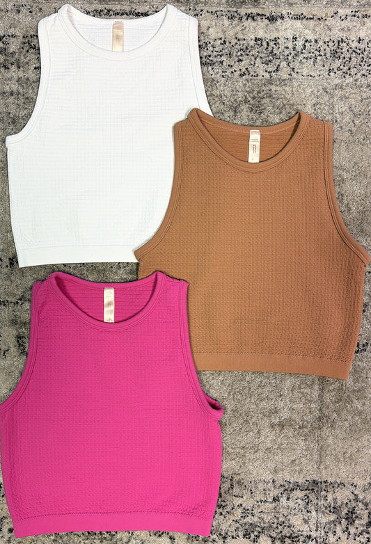 By Together Waffle Knit Crop Tank Top