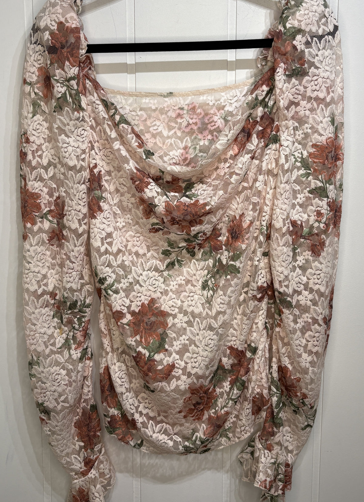 Anthropologie Puff-Shoulder Lace Top