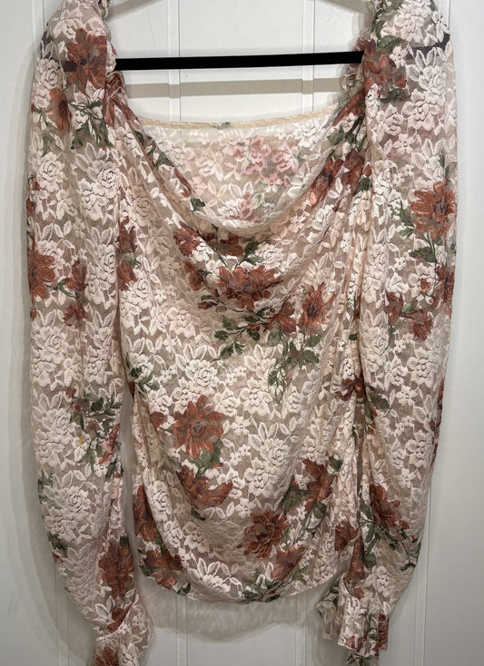 Anthropologie Puff-Shoulder Lace Top