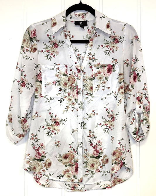 3/4 Sleeve Blouse w/Floral Print