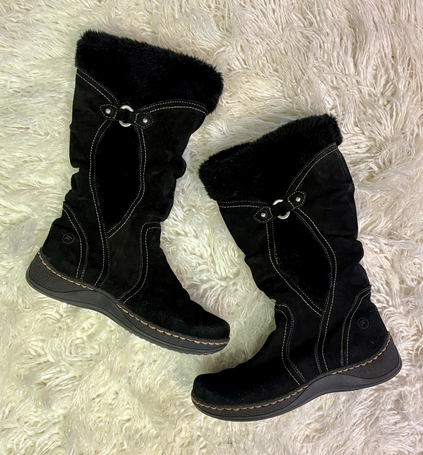 Suede Boots w/Fur Trim