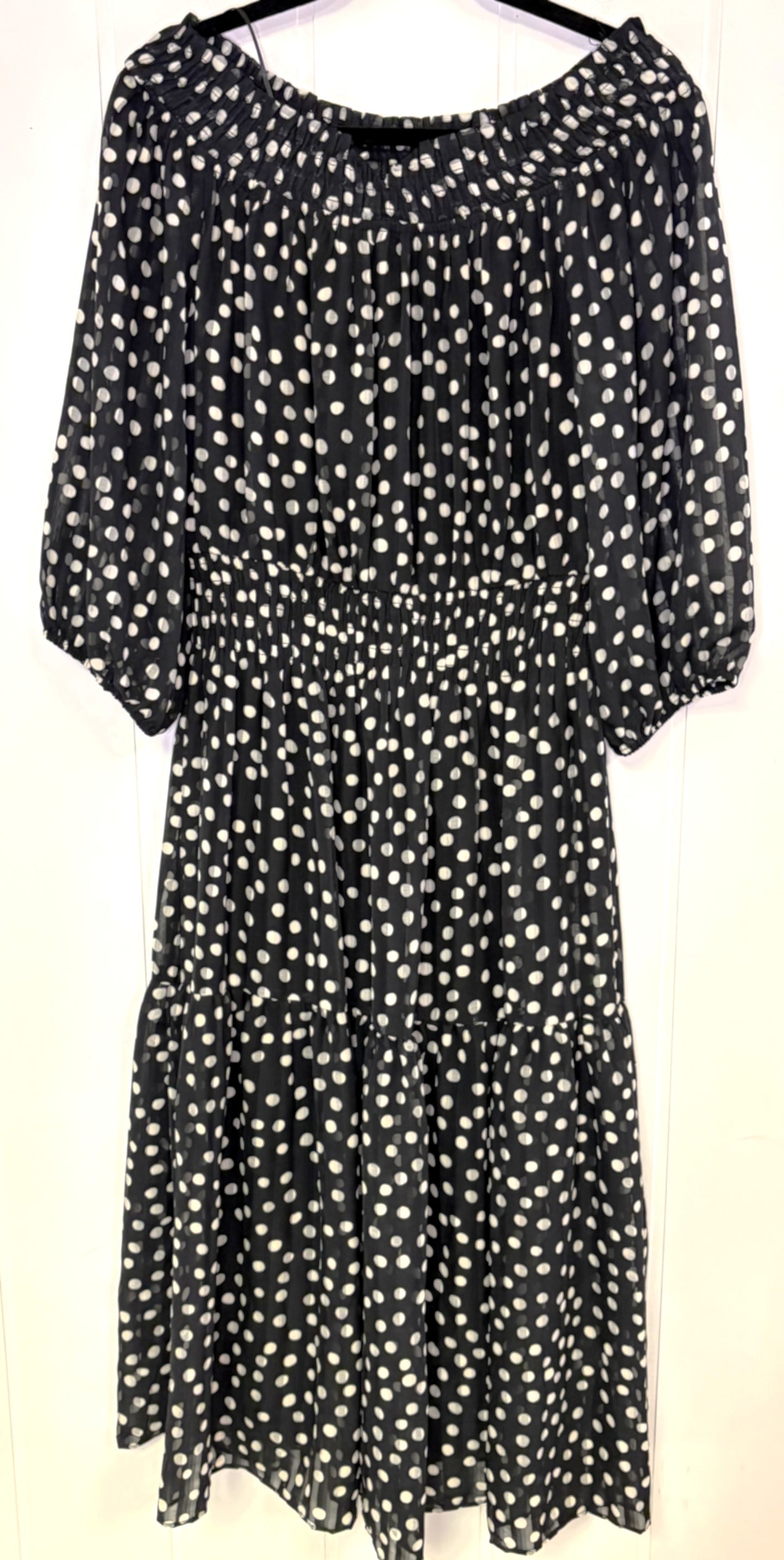 Off Shoulder Polka-dot Dress