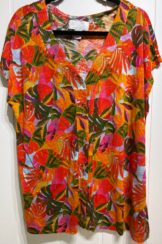 C&C California Leaf Button Top
