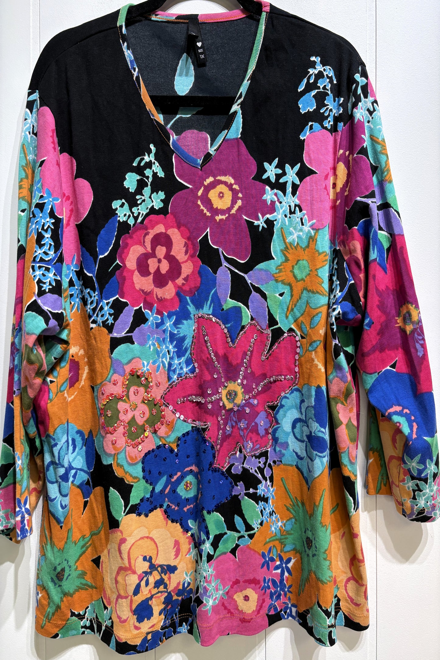 Floral Sequin Knit Top