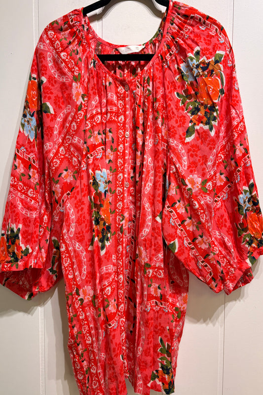 LC Floral Button Blouse