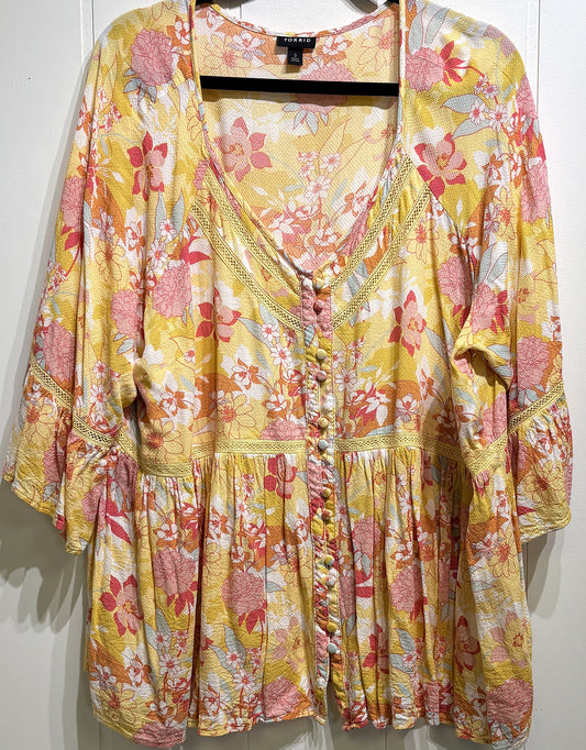 Torrid Floral Bell Sleeve Blouse