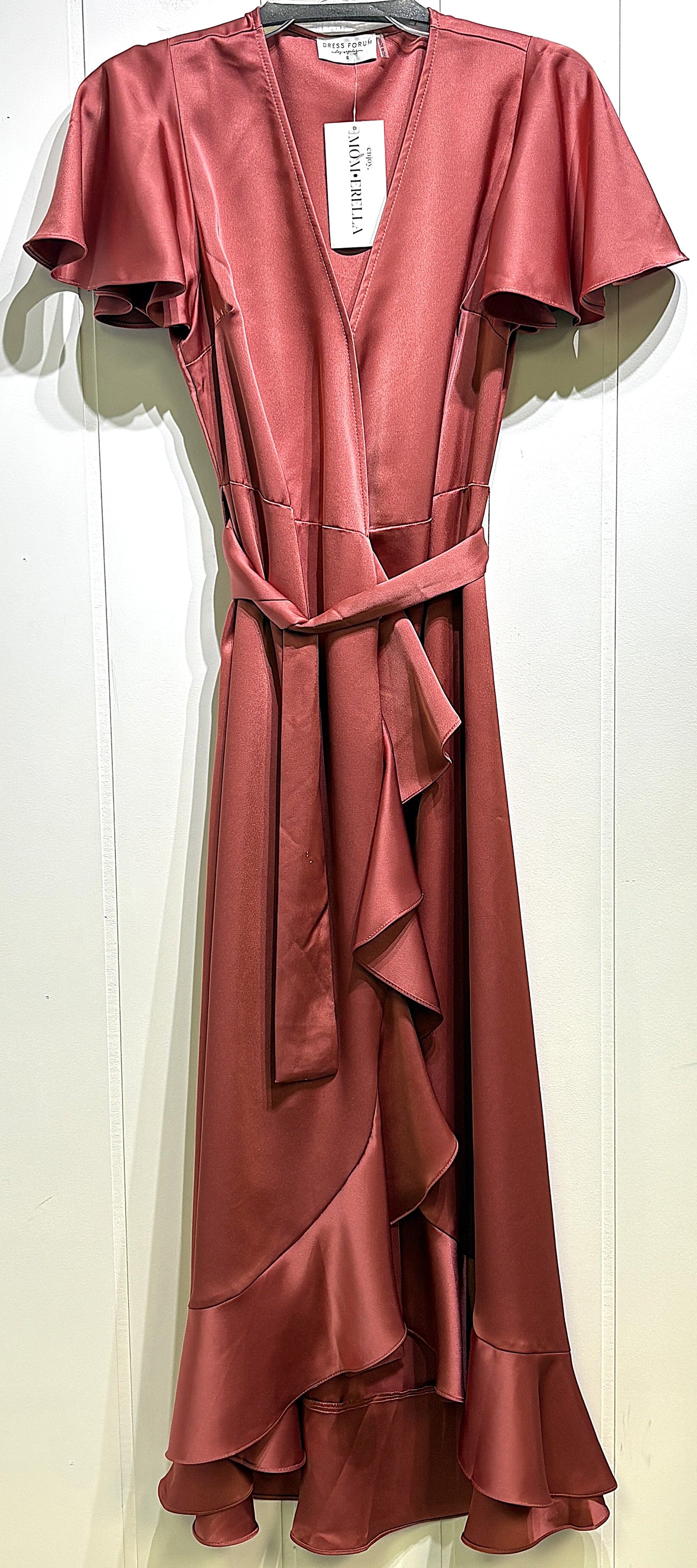 Satin Ruffle Dress w/Belt