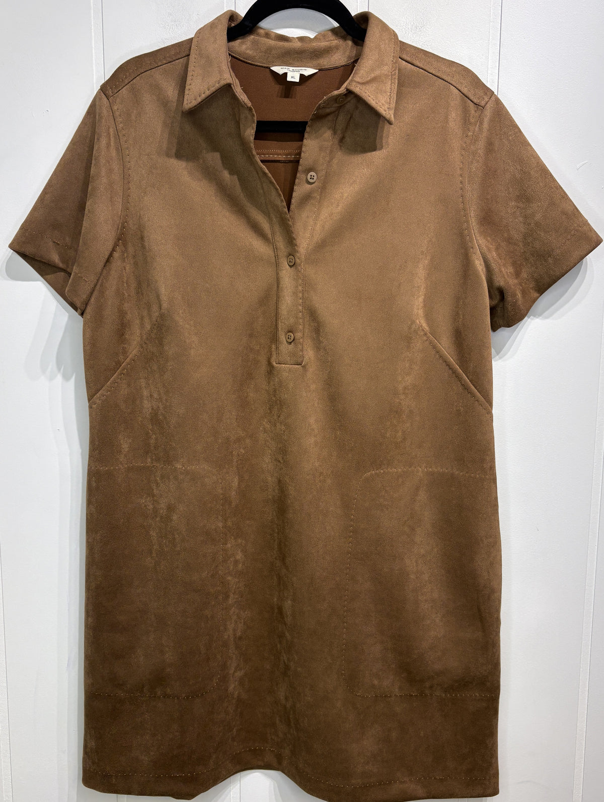 Max Studio Suede Collar Shirtdress