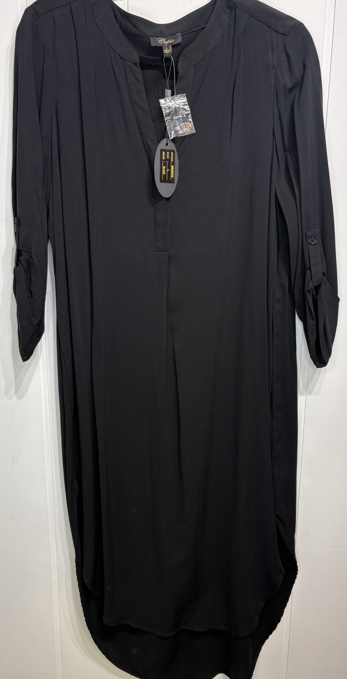 Cupio V-Neck Sheer Shirt Dress