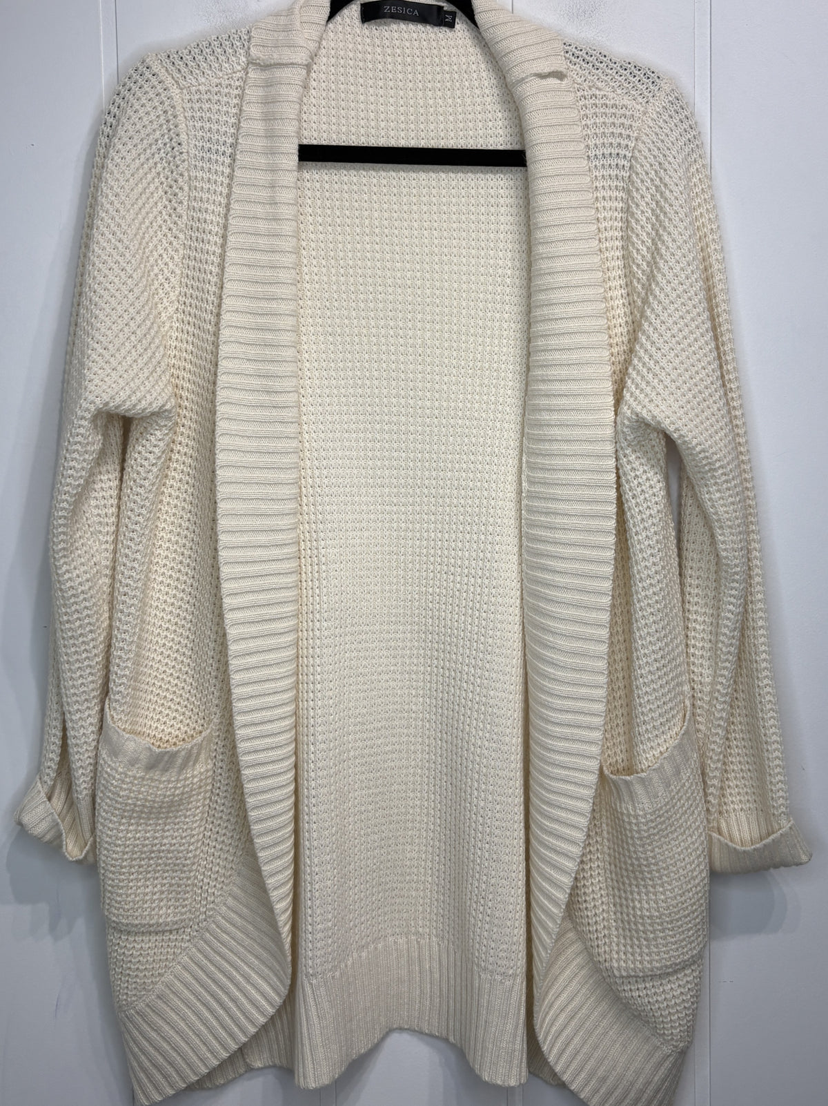 Zesica Waffle Knit Pocket Cardigan