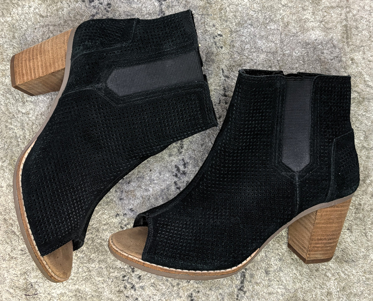 TOMS Peep Toe Suede Booties