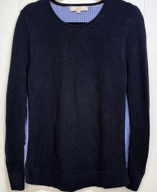 LOFT Textured Knit Sweater w/Stripe Back