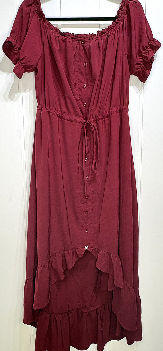 High-low Ruffle Hem Dress w/Front Tie