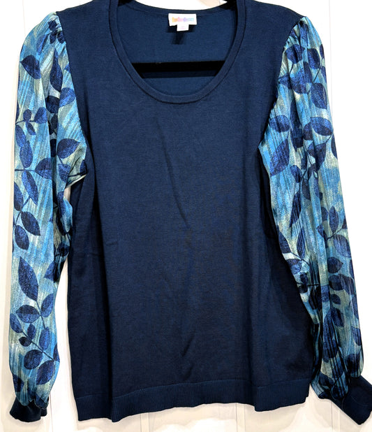 LuLaRoe Sheer Sleeve Sweater Blouse