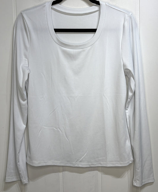 Square-Neck LS Ribbed Top