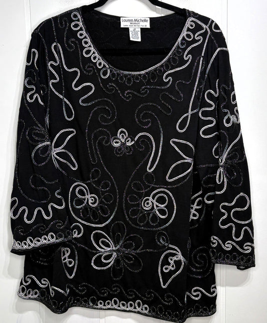 Lauren Michelle Stitched Flwr Blouse