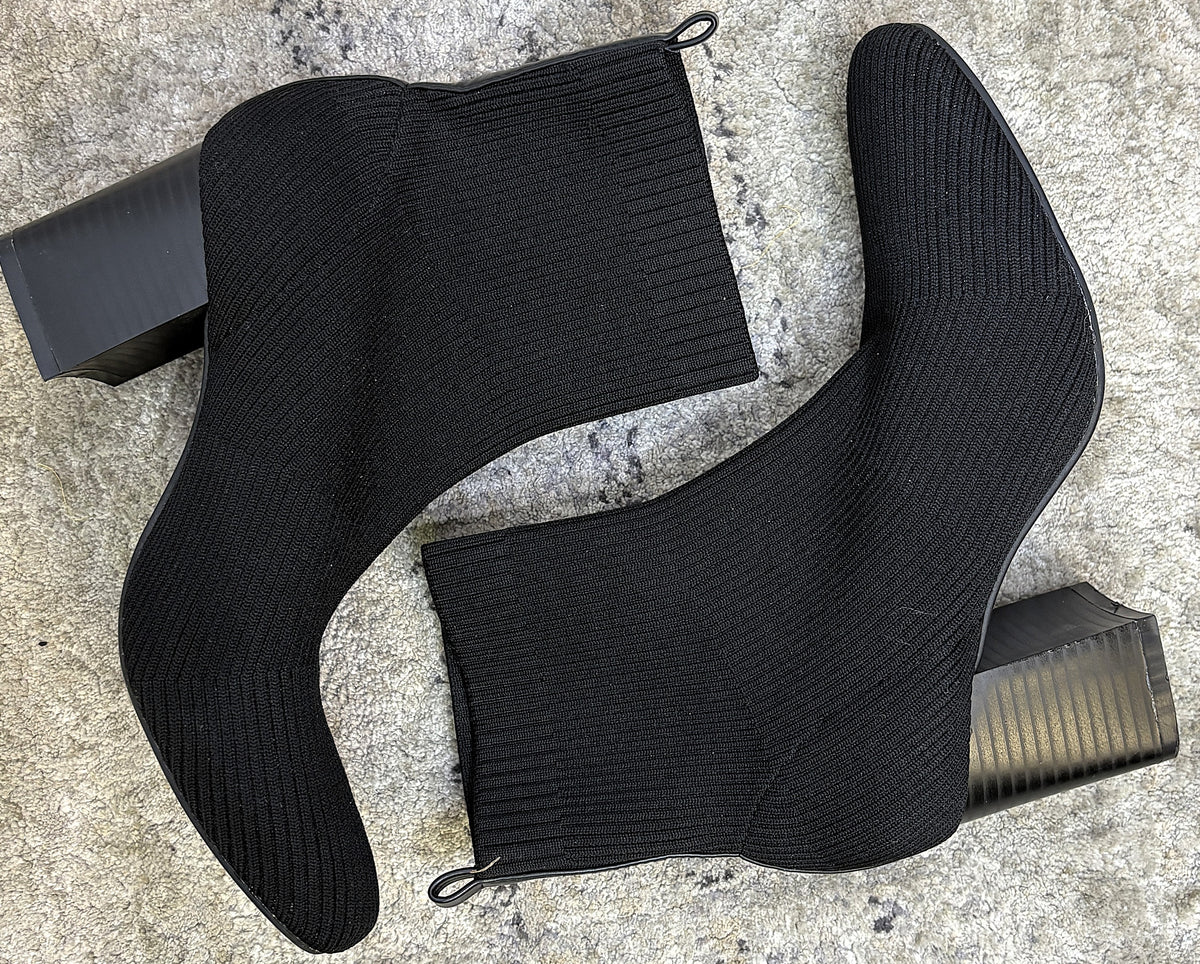 Ribbed Knit Sock Ankle Booties