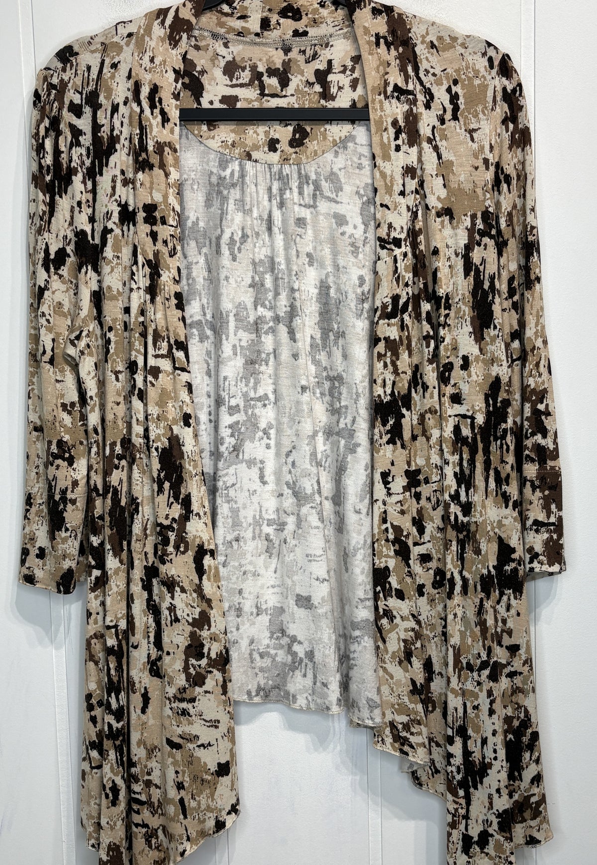Open-front Abstract Print Cardigan