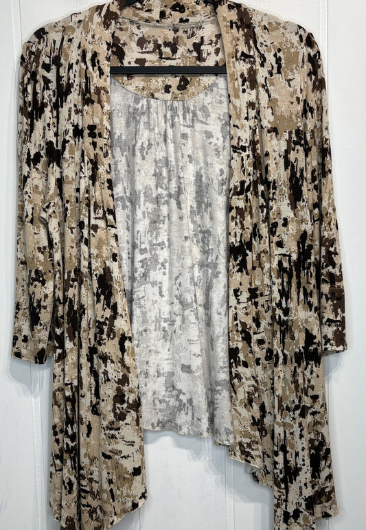 Open-front Abstract Print Cardigan