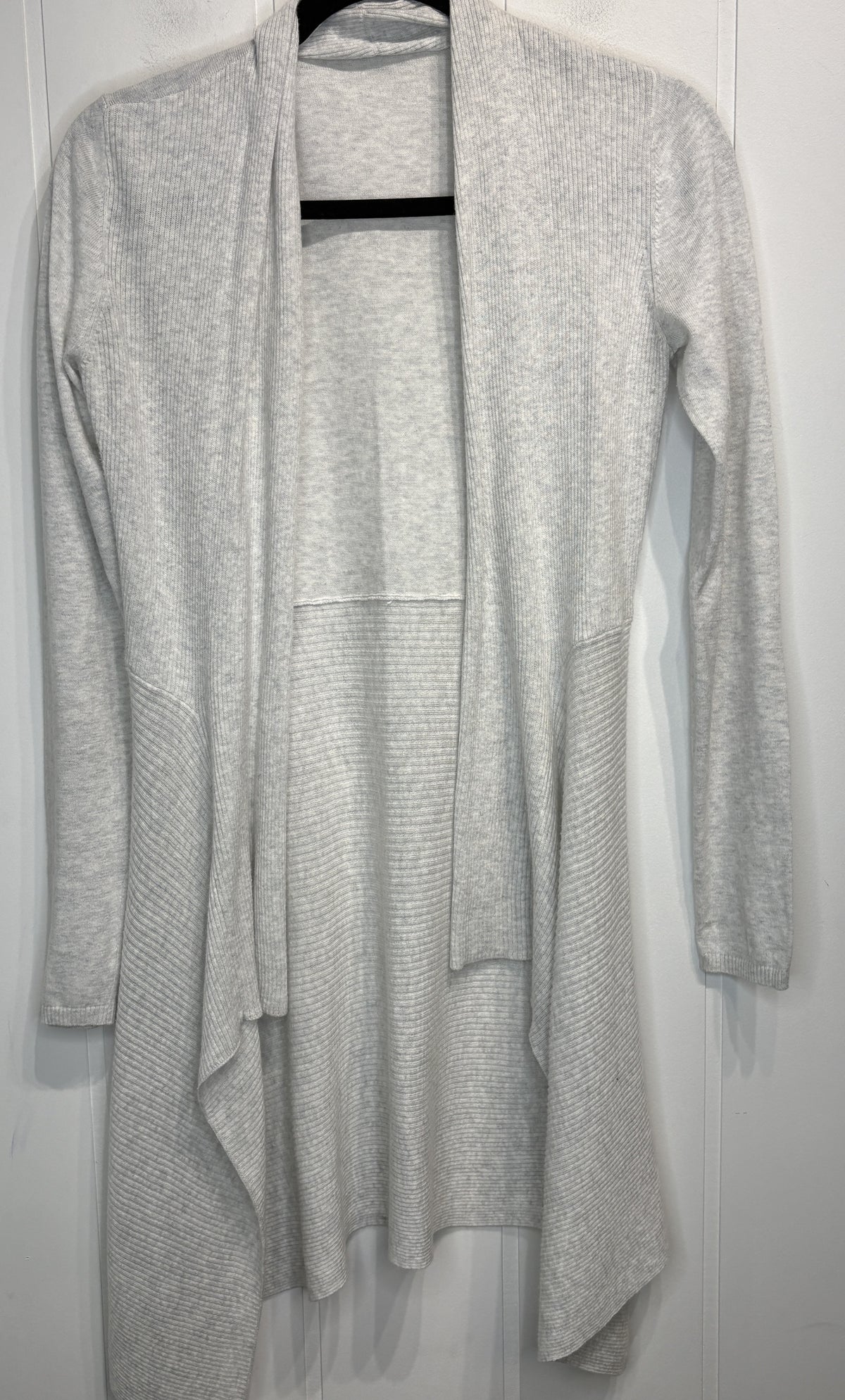 Open-front Draped Ribbed Cardigan