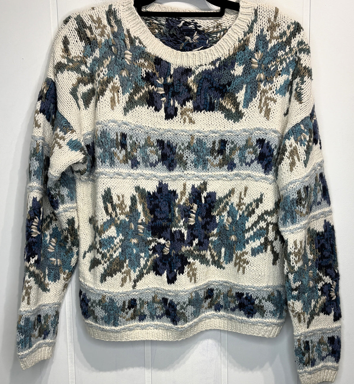 Vintage Chunky Knit Flwr Sweater