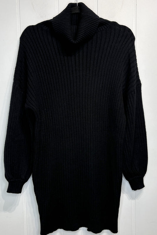 Ribbed Turtleneck Sweater Dress