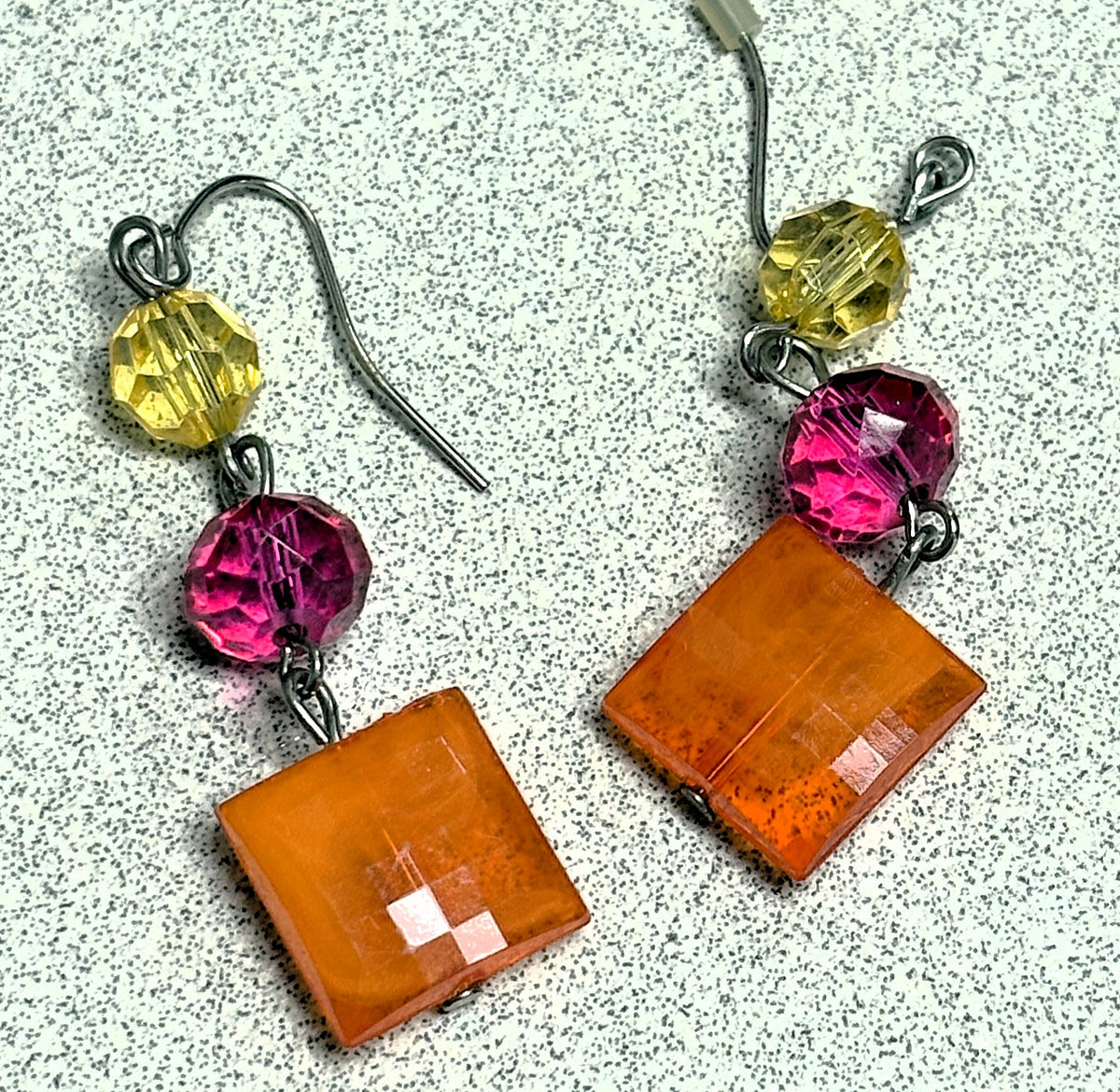 Dangly Earrings w/Square Beads