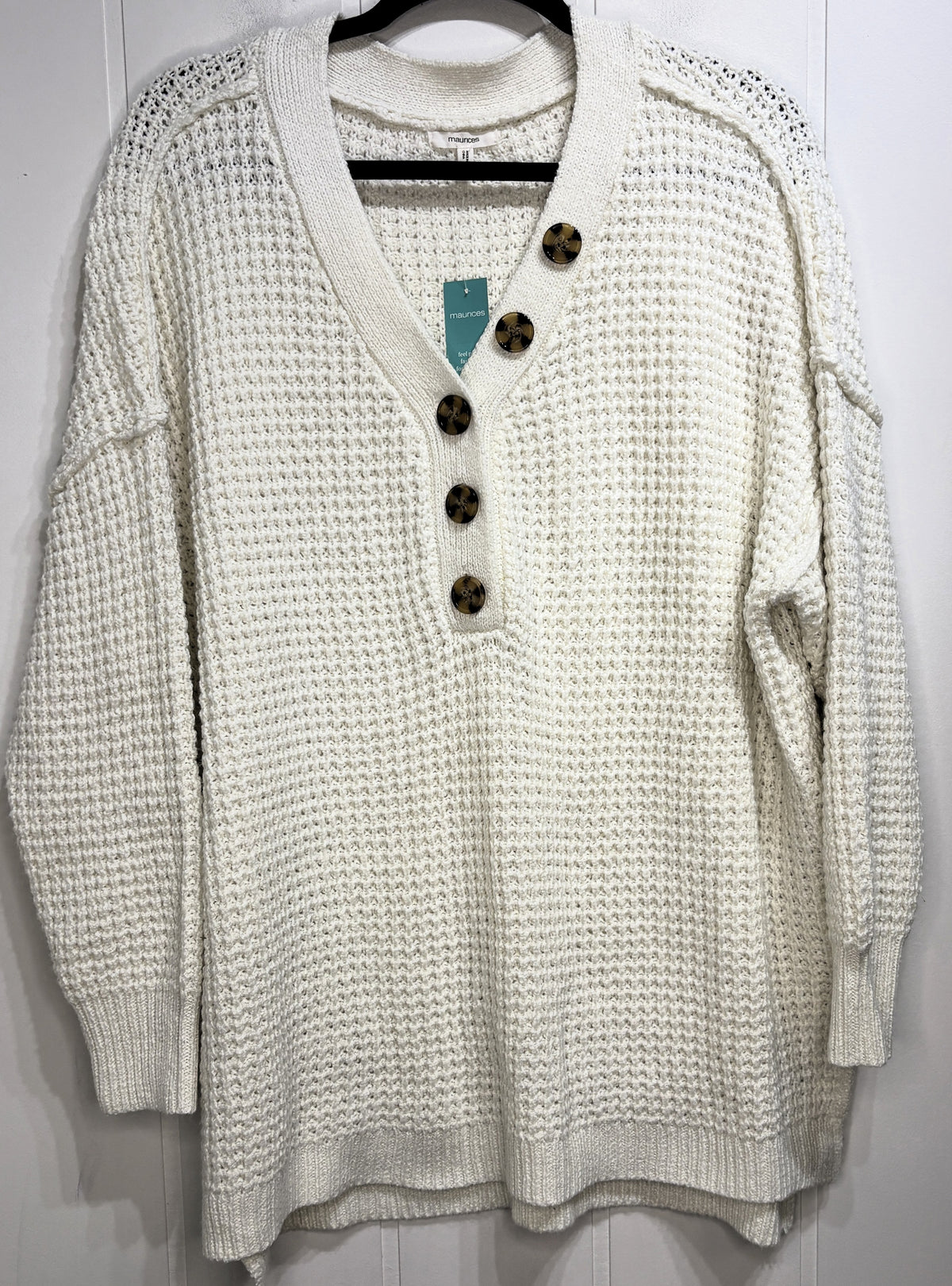 Crochet Sweater w/Button Neckline