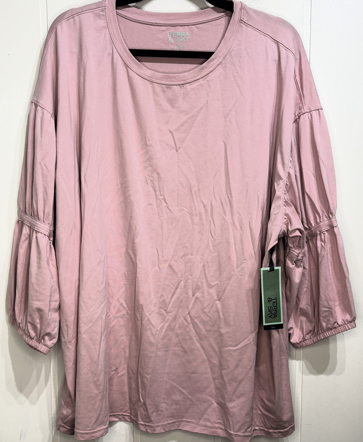 Terra&Sky Elastic Puff Sleeve Top