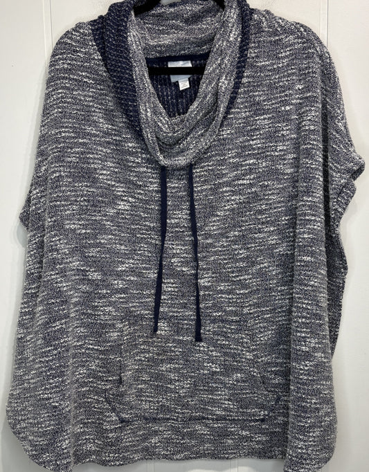 Textured Cowl Neck Pullover Poncho