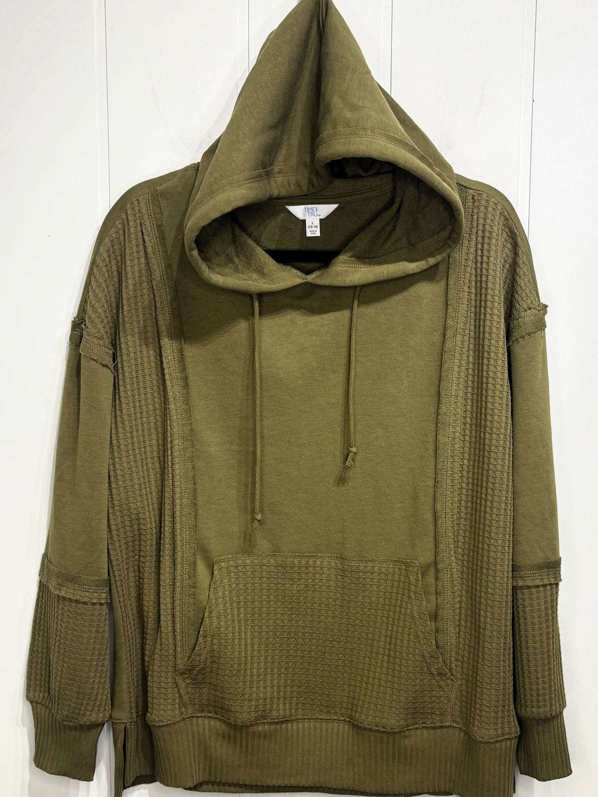 Waffle-knit Hooded Sweater
