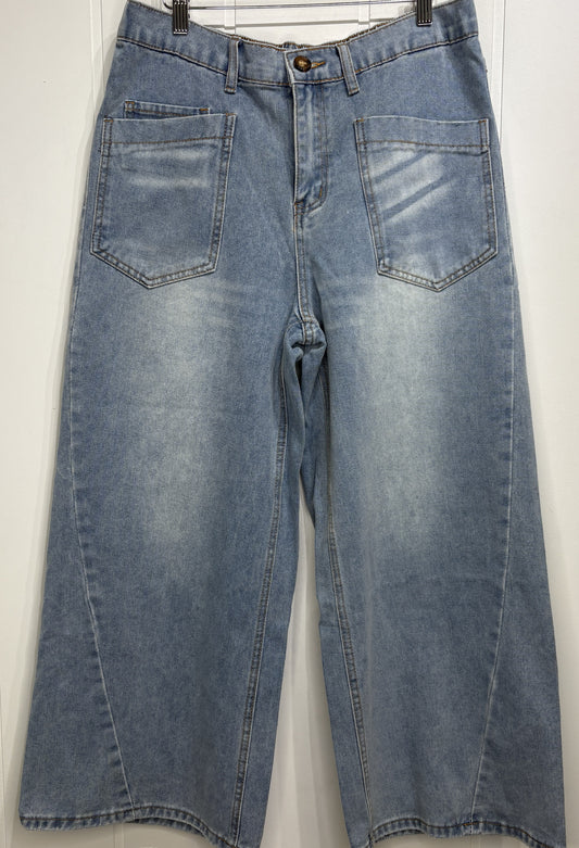 Wide-Leg Crop Barrel Denim Jeans