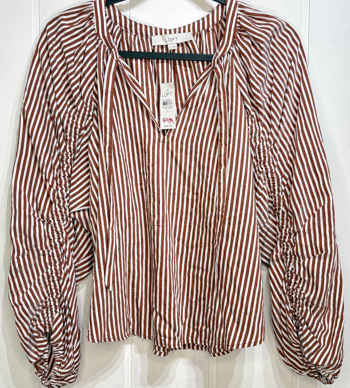 Loft Ruched Striped Blouse