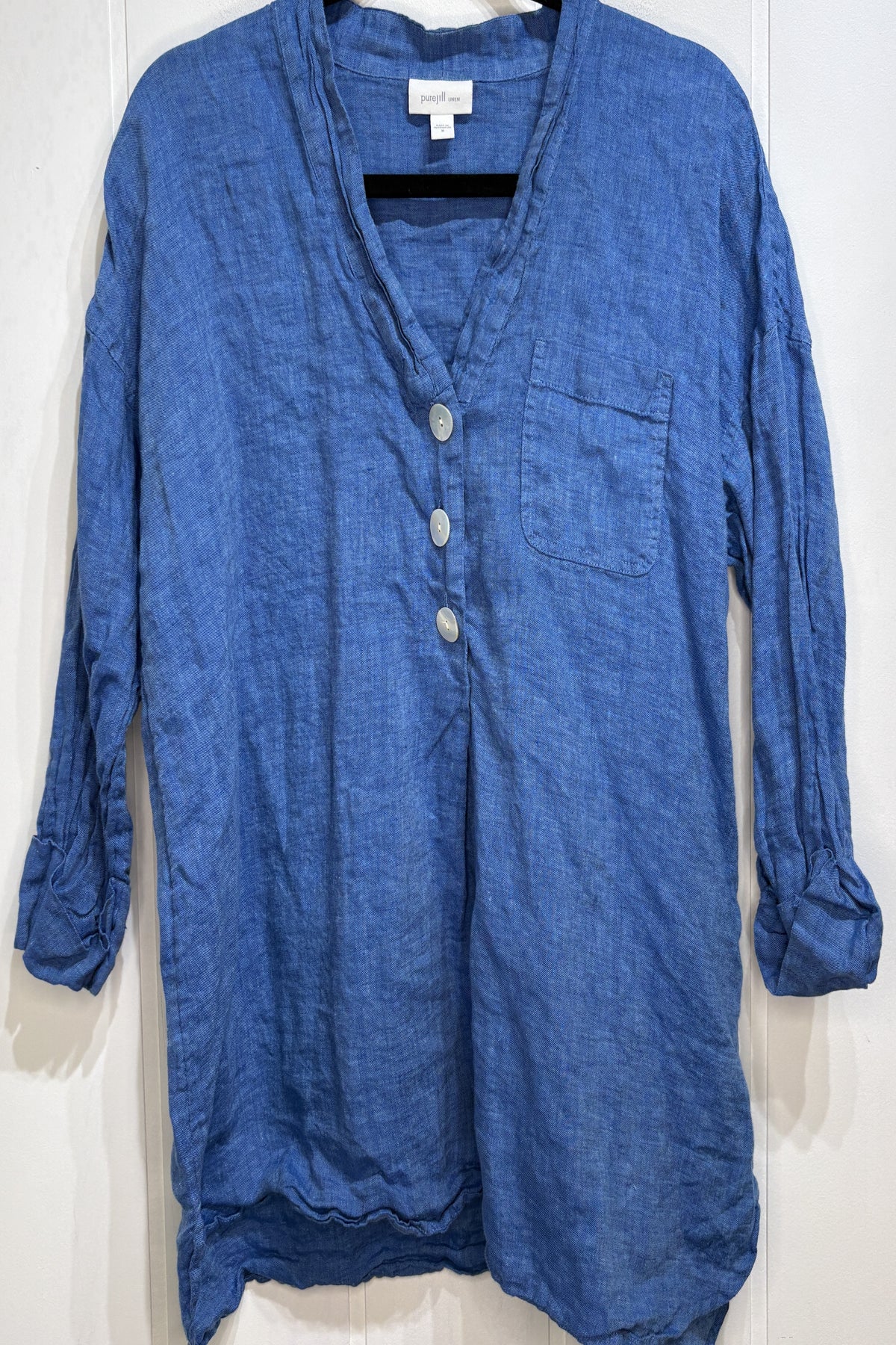 PureJill Linen Blouse w/Buttons